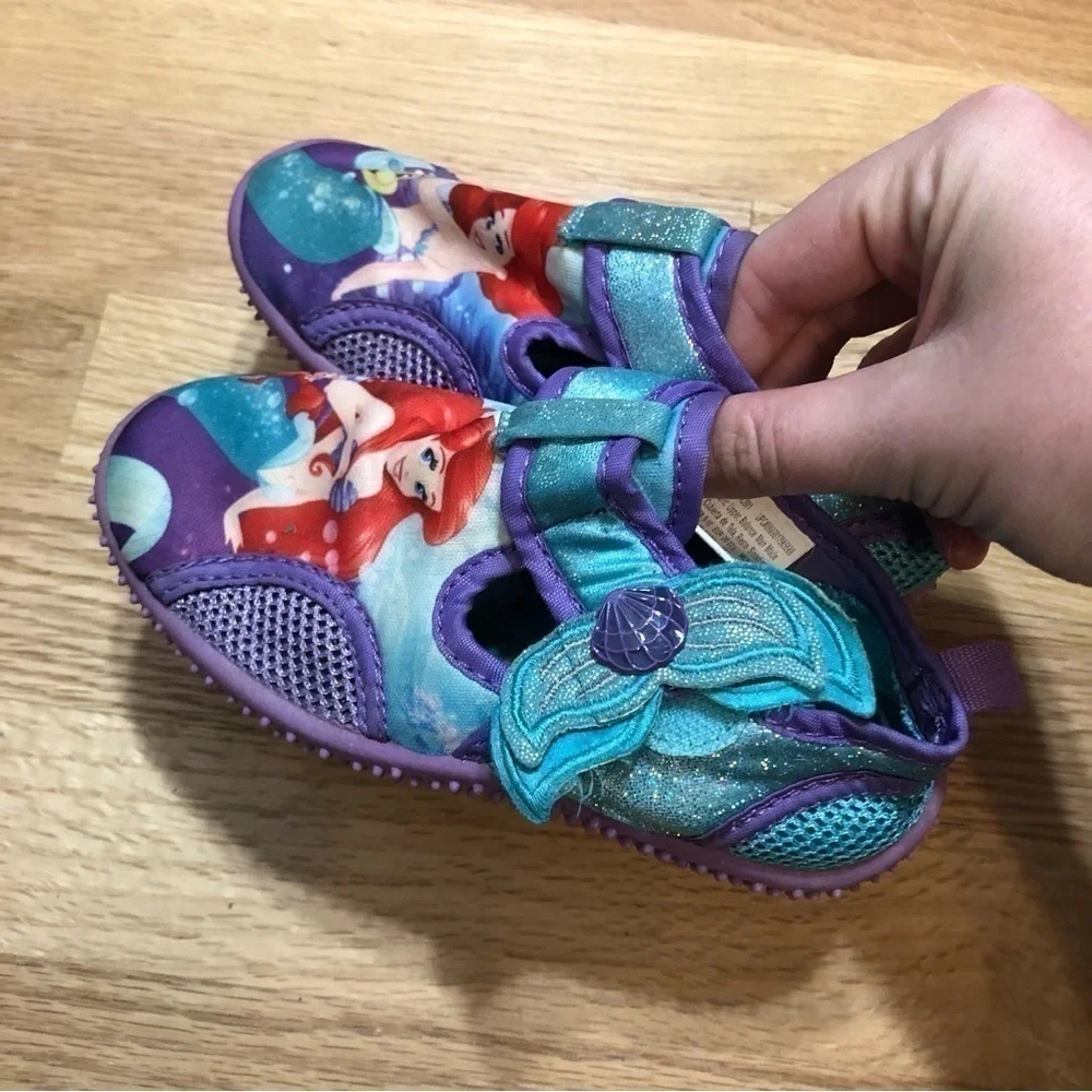 Little Mermaid Ariel Swim Shoes Sz 9 10 Purple Girls Kids Toddler Blue